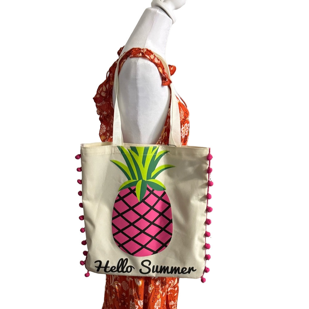 Hello Summer Pink Pineapple Tote Bag